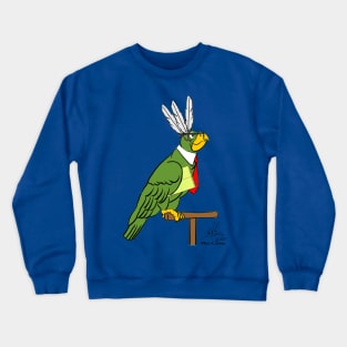 Oscar the Catoon Parrot as a Secretary Bird Crewneck Sweatshirt